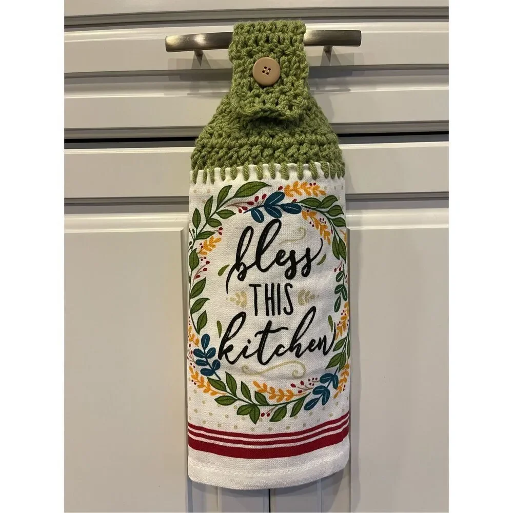 Crochet Top Kitchen Towel- Bless this Kitchen